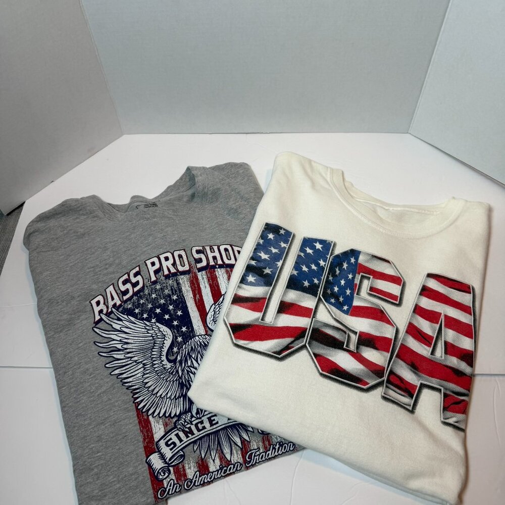 Men's T-Shirts (2)- unknown brand- Gray & White- Size XL- Gently Used